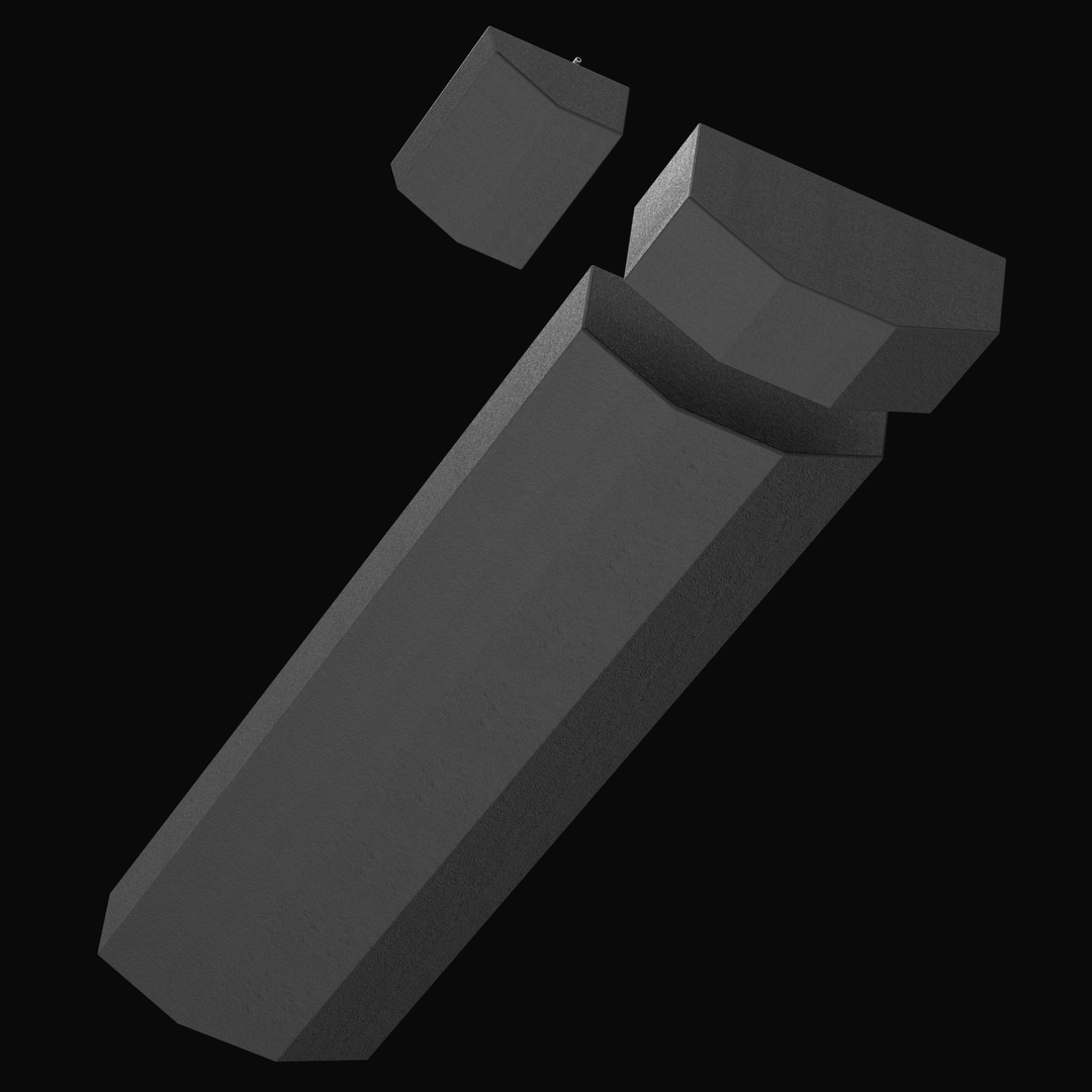 "Low-angle exploded view of the complete Renegade 32 fuel tank system with black protective coating, highlighting the V-hull bottom design of the main tank and two auxiliary tanks."