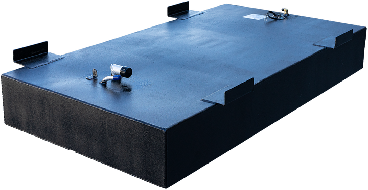 Angler 204 OEM replacement fuel tank with a capacity of 73 gallons, featuring a flat rectangular design, fuel inlet, and mounting brackets