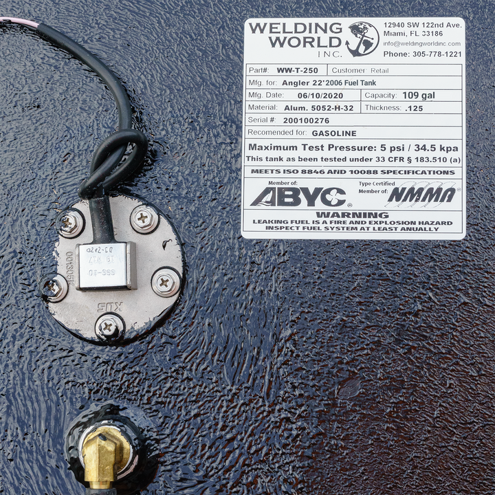 Angler 22 2006 109 gal Aluminum Marine Fuel Tank — product view