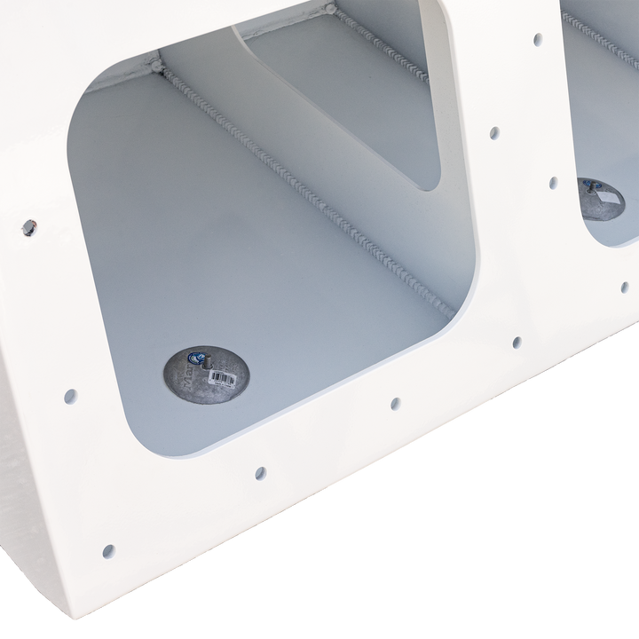 Close-up view of the Apex Triple NSP 3-Engine Bracket, featuring three engine mounts with visible mounting holes and a smooth white finish