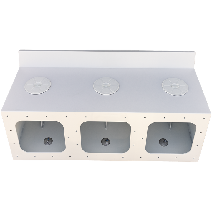 Apex Triple NSP 3-Engine Bracket, featuring a white, rectangular structure with three circular openings on top and three rounded compartments below, designed for mounting three engines