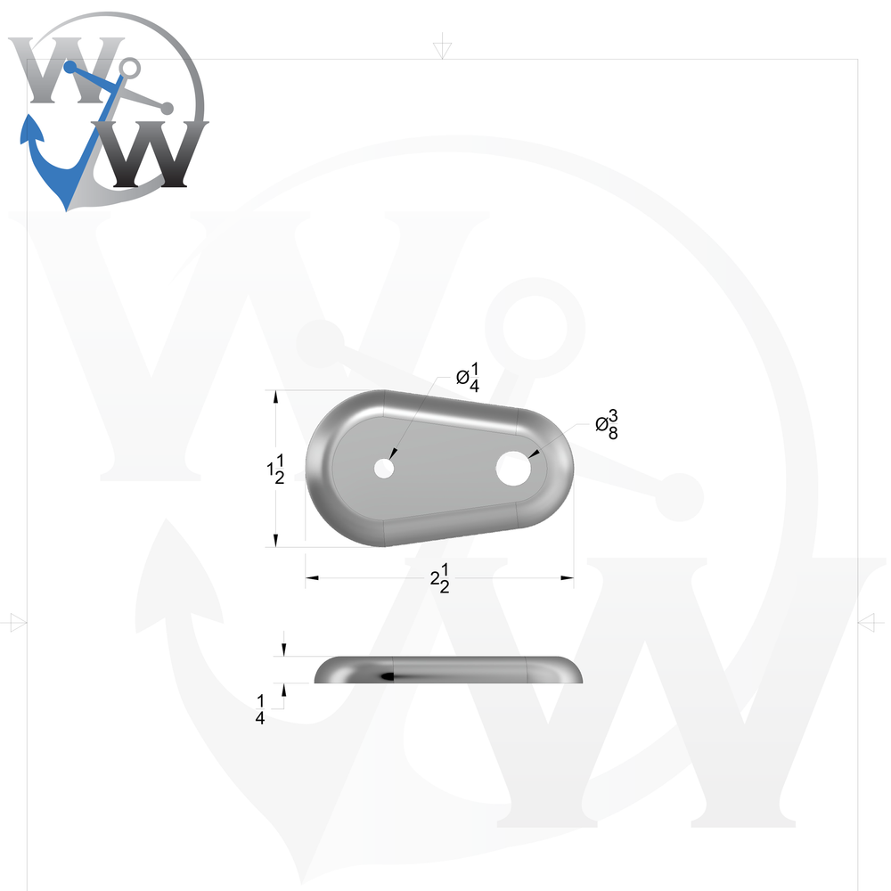 2.25 x 0.75 x 025 Handrail Feet