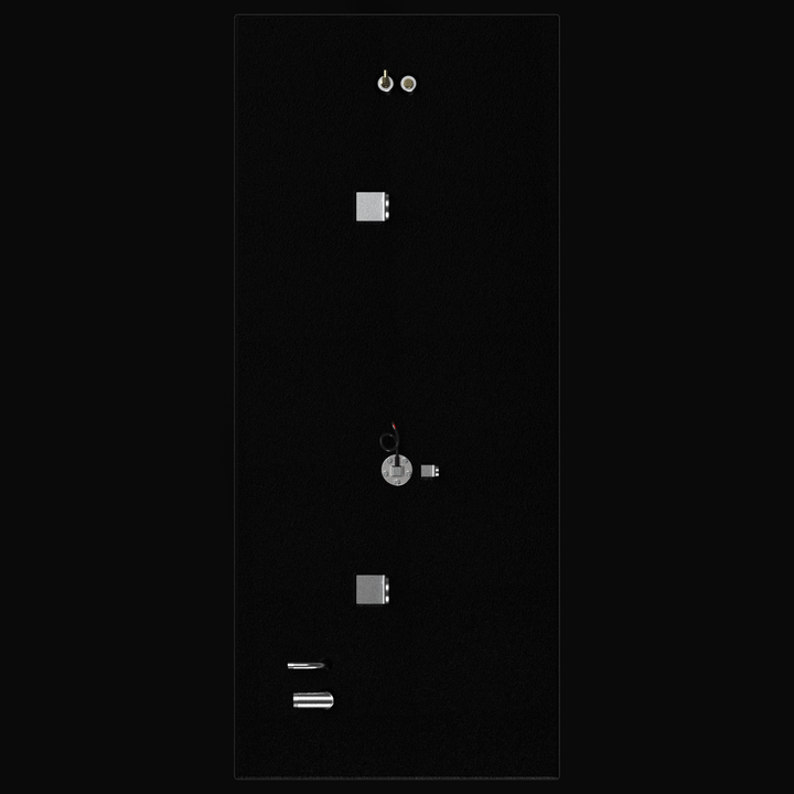 Top-down 3D plan view of a 128-gallon BlueWater 2350 Sport replacement fuel tank, illustrating the exact placement for fuel fills, vents, dual lifting eyes, and the central sending unit on a coal-tar epoxy finish.