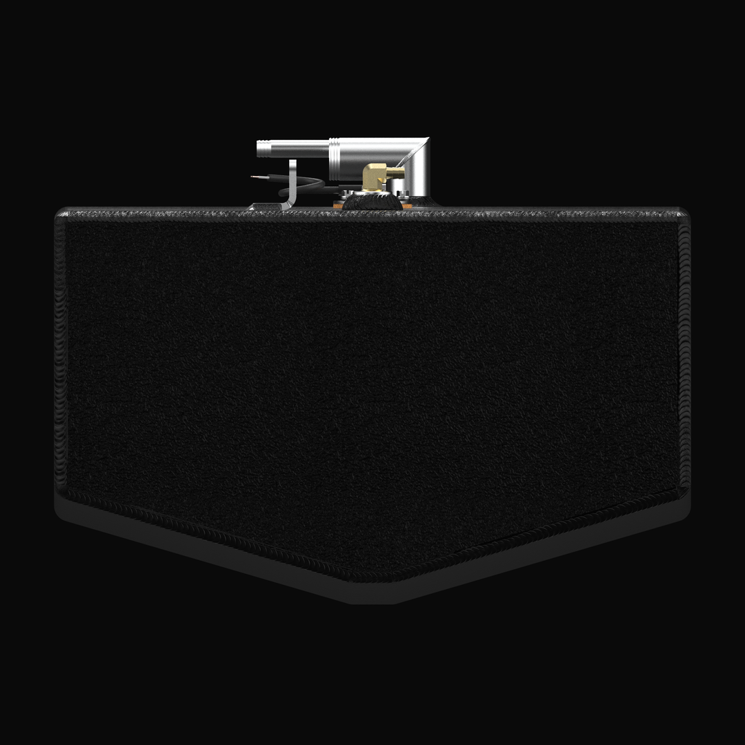 Technical top-down view of a 1998 Boston Whaler Outrage 22 77-gallon replacement fuel tank. This SEO-rich image highlights the precision layout of the fuel fill, threaded vent port, and the primary fuel pickup assembly. The heavy-duty .190 aluminum construction is clearly visible beneath the protective Coal Tar Epoxy coating, designed to meet strict ABYC, USCG, and NMMA marine safety standards.