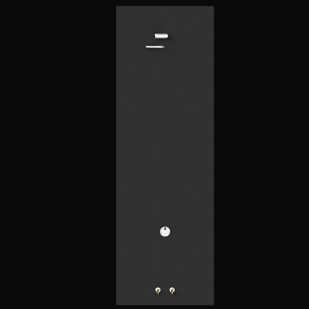 A direct top-down 3D render of the Carolina Skiff Sea Chaser 24 CC 100-gallon 2003 Built to OEM Specs fuel tank, showing the long, dark grey tank and its fittings against a black background.