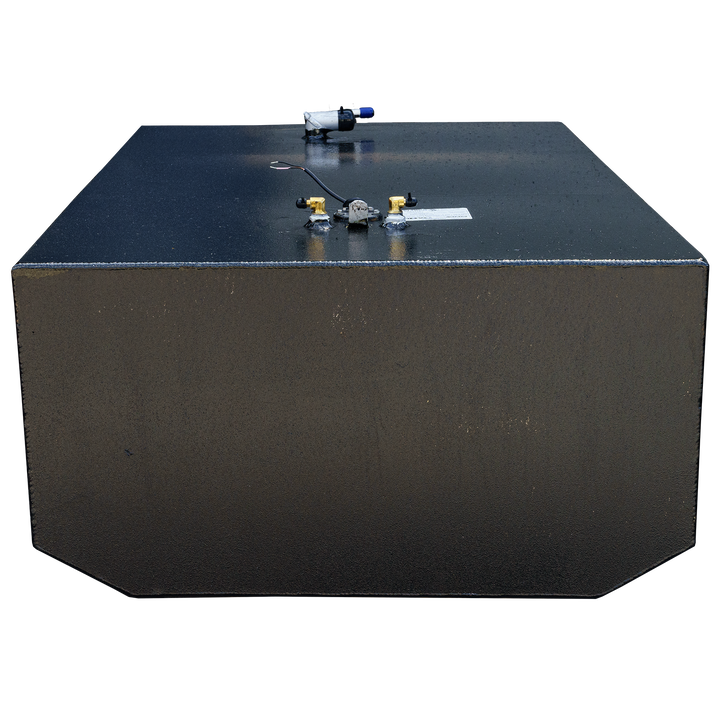 2006 Cobia 254 OEM replacement fuel tank with a capacity of 150 gallons, featuring a flat top and side design, equipped with fuel fittings and a vent