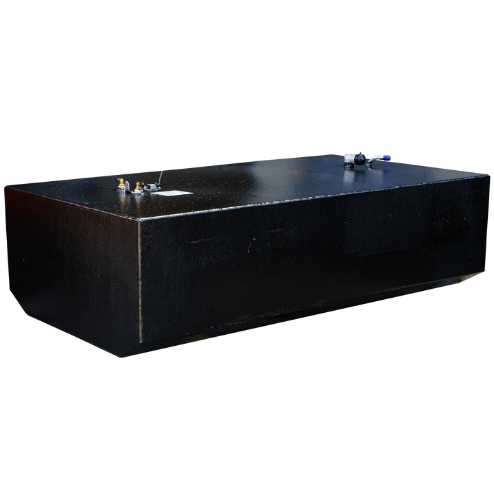 2006 Cobia 254 OEM replacement fuel tank, 150 gallons, featuring a sleek black design with fuel fittings and a vent on top