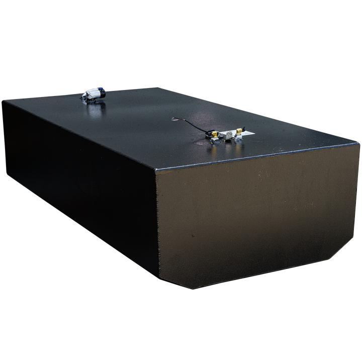 2006 Cobia 254 OEM replacement fuel tank with a capacity of 150 gallons, featuring a sleek black design and two fuel sender units on top