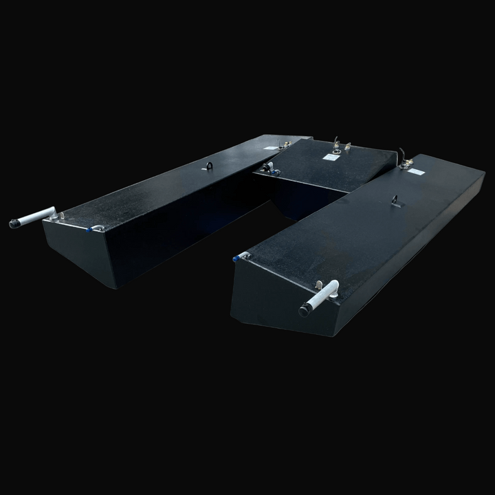 Black metal U-shaped component on a transparent background