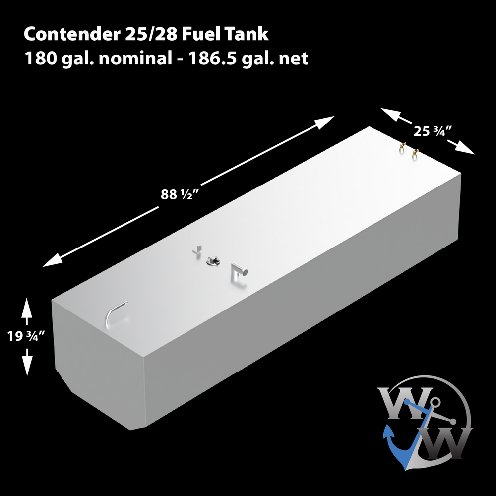 Contender 25' / 28' 180 gal. OEM Replacement Belly Fuel Tank - Welding World, Inc.