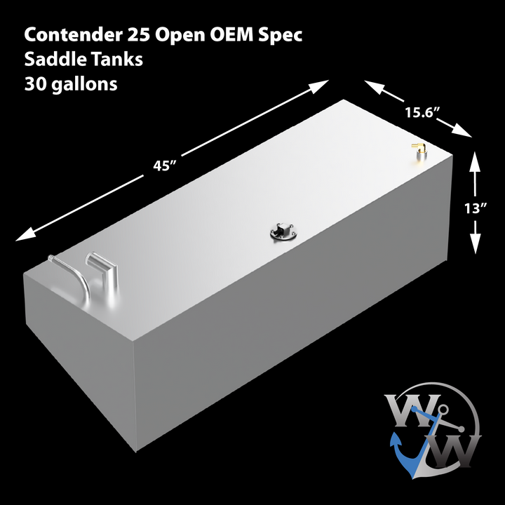 Contender 25 Open OEM Replacement 3 Fuel Tank Combo Kit -1 Belly (180 gal.) & 2 Standard (30 gal.) Saddle Tanks - Welding World, Inc.