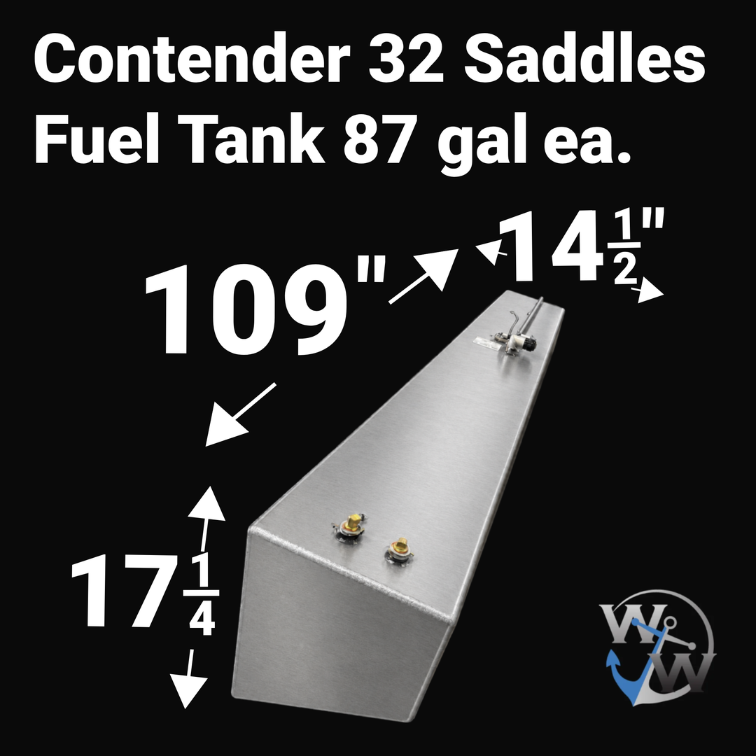 Contender 32 (4-tank combo) Center (128 gal) Water (29 gal) Saddles (87 gal ea.) Fuel Tank | OEM Replacement