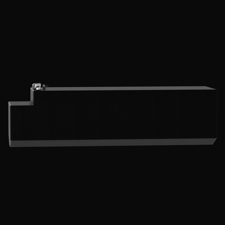 A full side-elevation perspective view of an elongated black Formula 38CC 1994-2021 replacement marine fuel tank. This 198-gallon high-capacity center-hull fuel cell showcases an extended profile integrated with a distinct stepped rear section and a specialized hull-conforming deep-V bottom contour designed by Welding World to sit flush inside the vessel's central bilge cavity. Fabricated from heavy-gauge marine-grade 5052-H32 aluminum, the entire unit is treated with an anti-corrosive, textured black TarGa