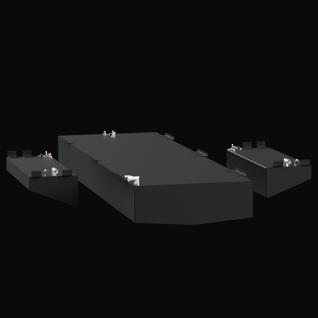 2001 Fountain 31, combo view featuring the boat's three-tank setup, designed for offshore fishing with a high-performance and durable layout