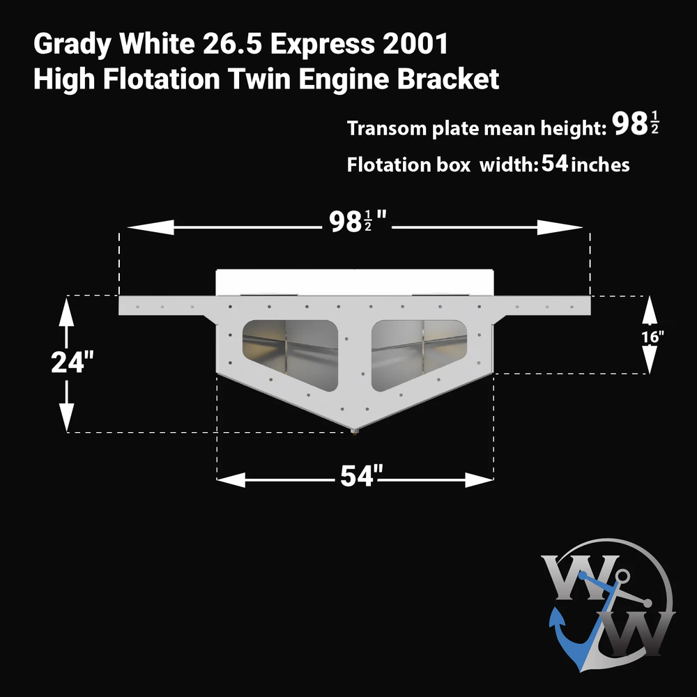 Grady White 26.5 Express 2001 High Flotation Twin Engine Bracket - Welding World, Inc.