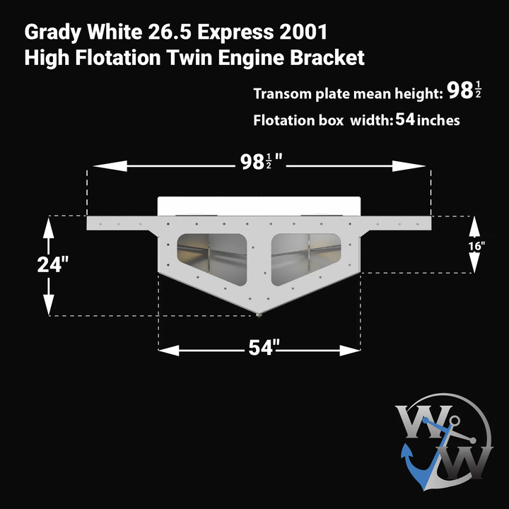 Grady White 26.5 Express 2001 High Flotation Twin Engine Bracket - Welding World, Inc.