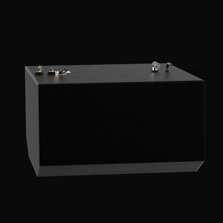 Front-profile 3D rendering of a 155-gallon main OEM replacement fuel tank for a 2006 Grady-White Marlin 300, showcasing the tapered V-bottom hull profile, textured coal-tar epoxy finish, and top-mounted fuel sending unit with rigging hardware.