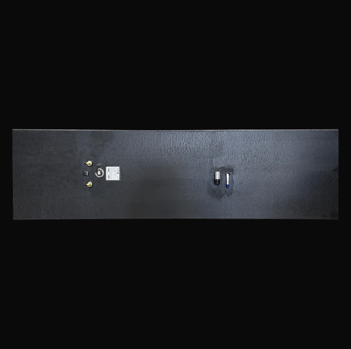 Top-down view of a 192-gallon Hydra Sport 25 (1994) belly fuel tank showing the complete Coal Tar Epoxy encapsulation. The image highlights the precise layout of the dual fuel pickups, sender unit, and central fill/vent ports, ensuring a guaranteed OEM fit and seamless alignment with the boat's factory fuel system.