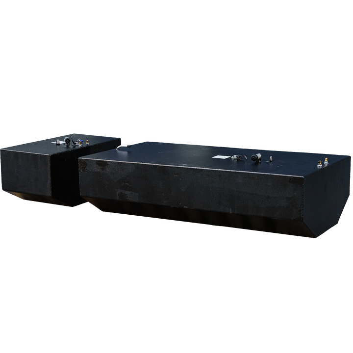 OEM replacement fuel tank combo kit for a 1991 Intrepid 30' boat, featuring two tandem belly tanks with a total capacity of 178 gallons and 51 gallons, designed for efficient fuel storage