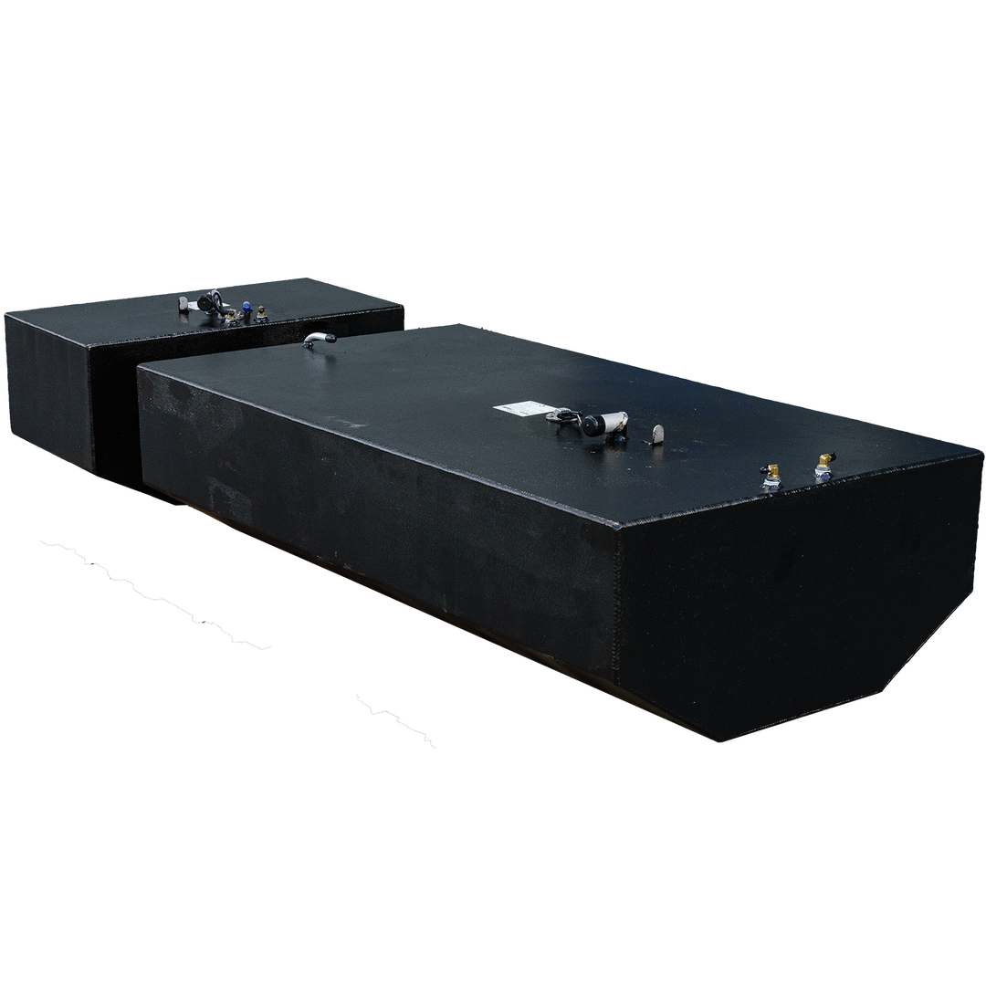 OEM Replacement 2 Fuel Tank Combo Kit for Intrepid 30' 1991, featuring two tandem belly tanks with capacities of 178 gallons and 51 gallons, displayed against a transparent background