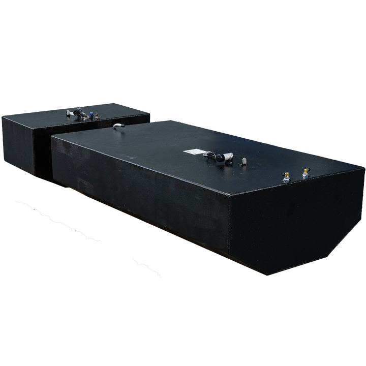 OEM Replacement 2 Fuel Tank Combo Kit for Intrepid 30' 1991, featuring two tandem belly tanks with capacities of 178 gallons and 51 gallons, displayed against a transparent background