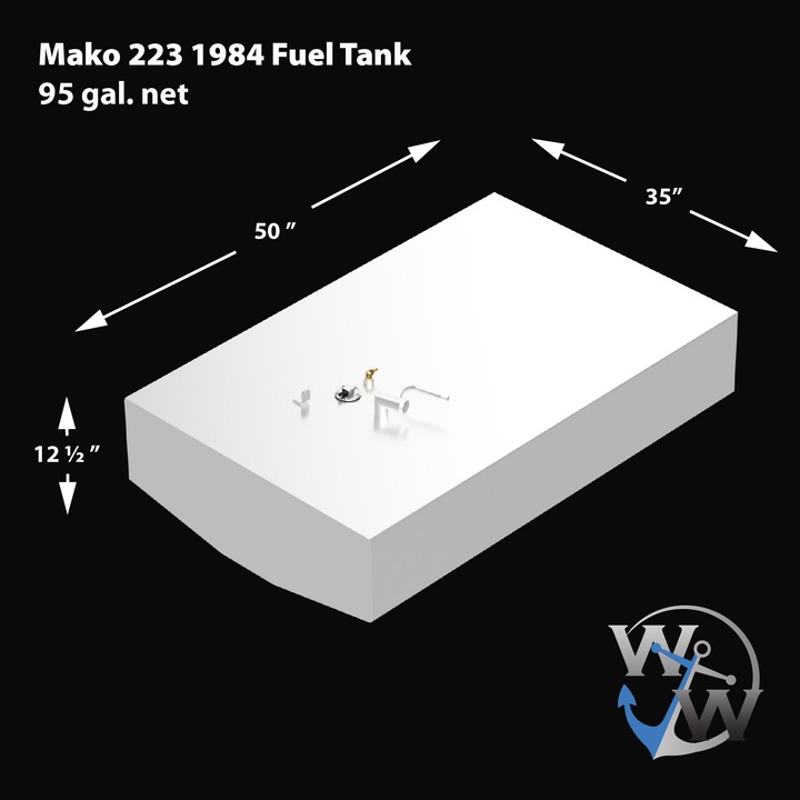 1984 Mako 223 with a 95-gallon net Built to OEM Specs fuel tank, designed for offshore fishing with durable and efficient fuel storage