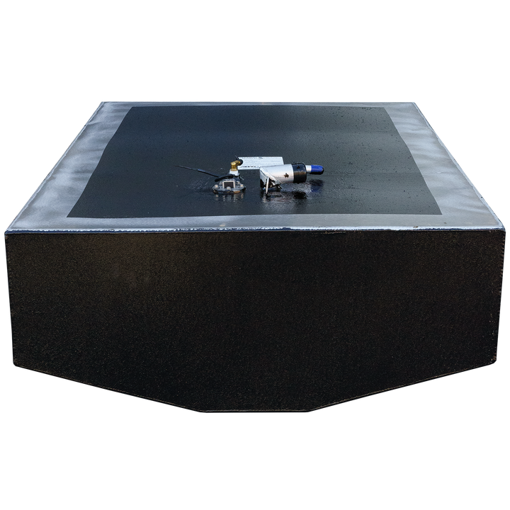 OEM replacement fuel tank for a 1984 Mako 224, featuring a sleek black finish and a fuel pump assembly on top