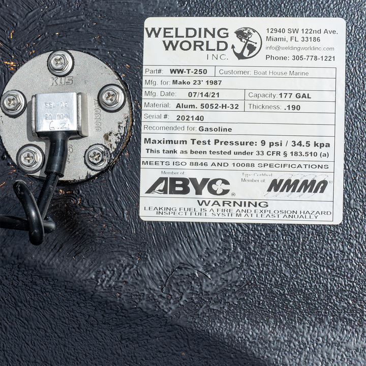 Mako Warning Label Mako 23' 1986 - 177 gal. - Belly Fuel Tank | OEM Replacement – Welding ...