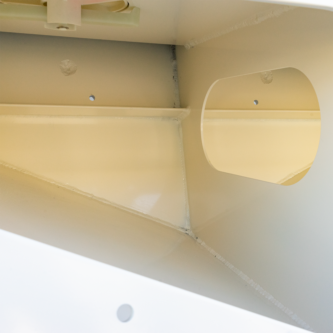 Interior view of a high flotation bracket in a 1987 Mako 258 Cuddy twin engine boat, showcasing the structural design and mounting points.