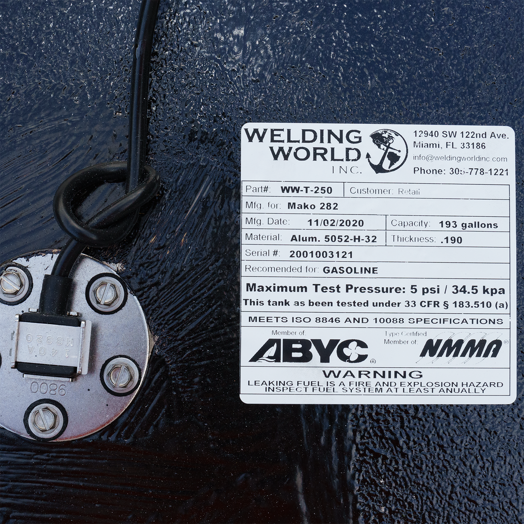 Mako 282 - 2000 - 193 & 47 gal. OEM Replacement Bow and Belly Fuel Tank Combo Kit - Welding World, Inc.