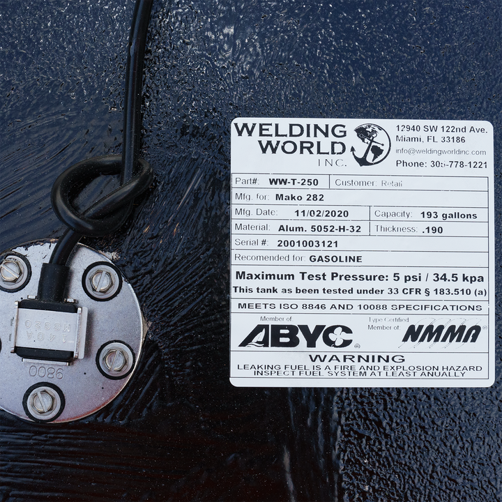 Mako 282 - 2000 - 193 & 47 gal. OEM Replacement Bow and Belly Fuel Tank Combo Kit - Welding World, Inc.