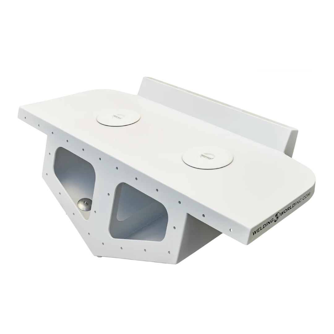 White high flotation twin engine bracket designed for a Mako 284 boat from 1985, featuring two engine mounts and a sleek, aerodynamic shape