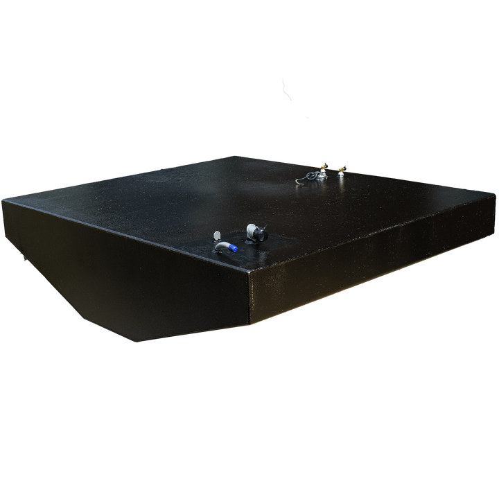Parker 2310 150-gallon OEM replacement belly fuel tank, featuring a sleek black design with multiple fittings on the surface