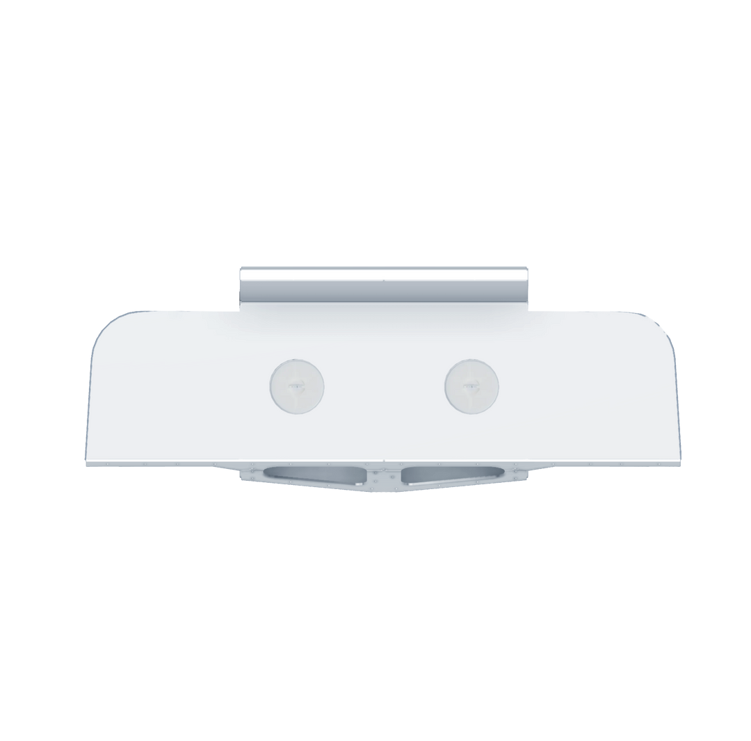 Parker 2520 1988 Twin Engine Bracket, featuring a white, streamlined design with two openings for engine mounting, set against a transparent background


