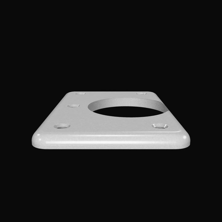 6-1/4" x 4-3/8" x 3/8" Aluminum Backing Plate | 3" Dia Center Hole | Countersunk