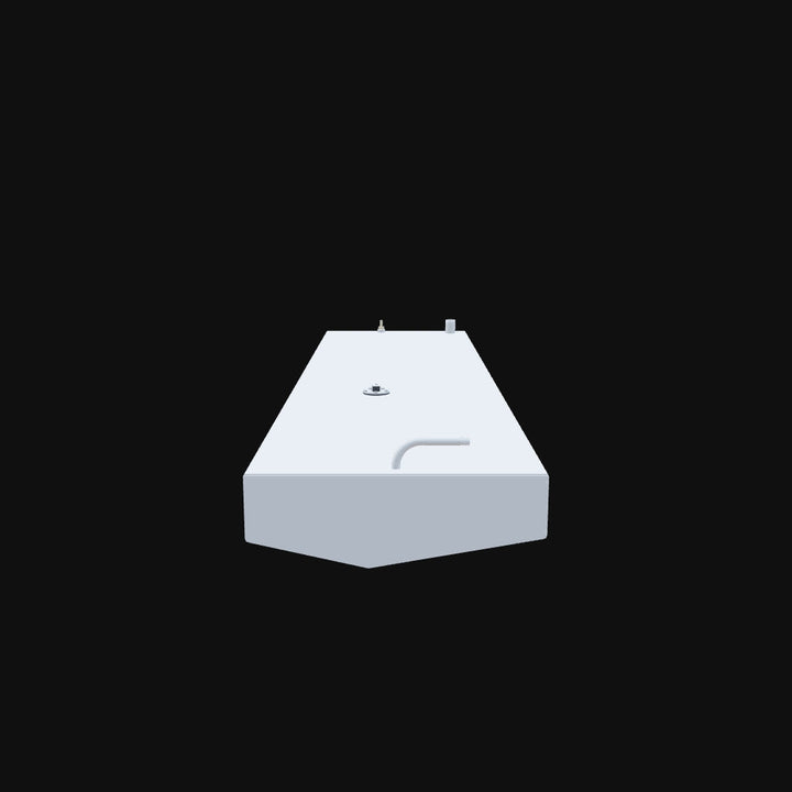 A 3D model of a 1977 Boston Whaler Revenge 20 with a 44-gallon nominal OEM replacement fuel tank, designed for reliable offshore fishing and recreational cruising with durable fuel storage