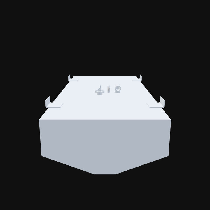 A 3D modal of a Key West Bay Reef 196' 1999 fuel tank with a 58-gallon capacity, designed to provide durability and reliability for your boat