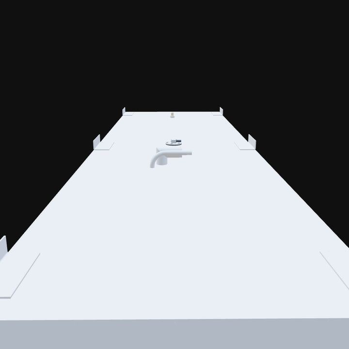 A 3D model of a 1998 SeaCraft 23 with a 122-gallon nominal OEM replacement fuel tank, designed for offshore fishing and long-range cruising with durable and reliable fuel storage
