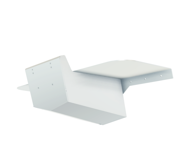 A 3D rendering of a Proline 21' 1987 High Flotation Single Engine Bracket, featuring a sleek design with a flat surface and angled edges, displayed against a transparent background