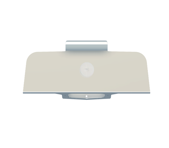 Top view of a Proline 21' 1987 High Flotation Single Engine Bracket, featuring a smooth, curved design with a central mounting area, set against a transparent background