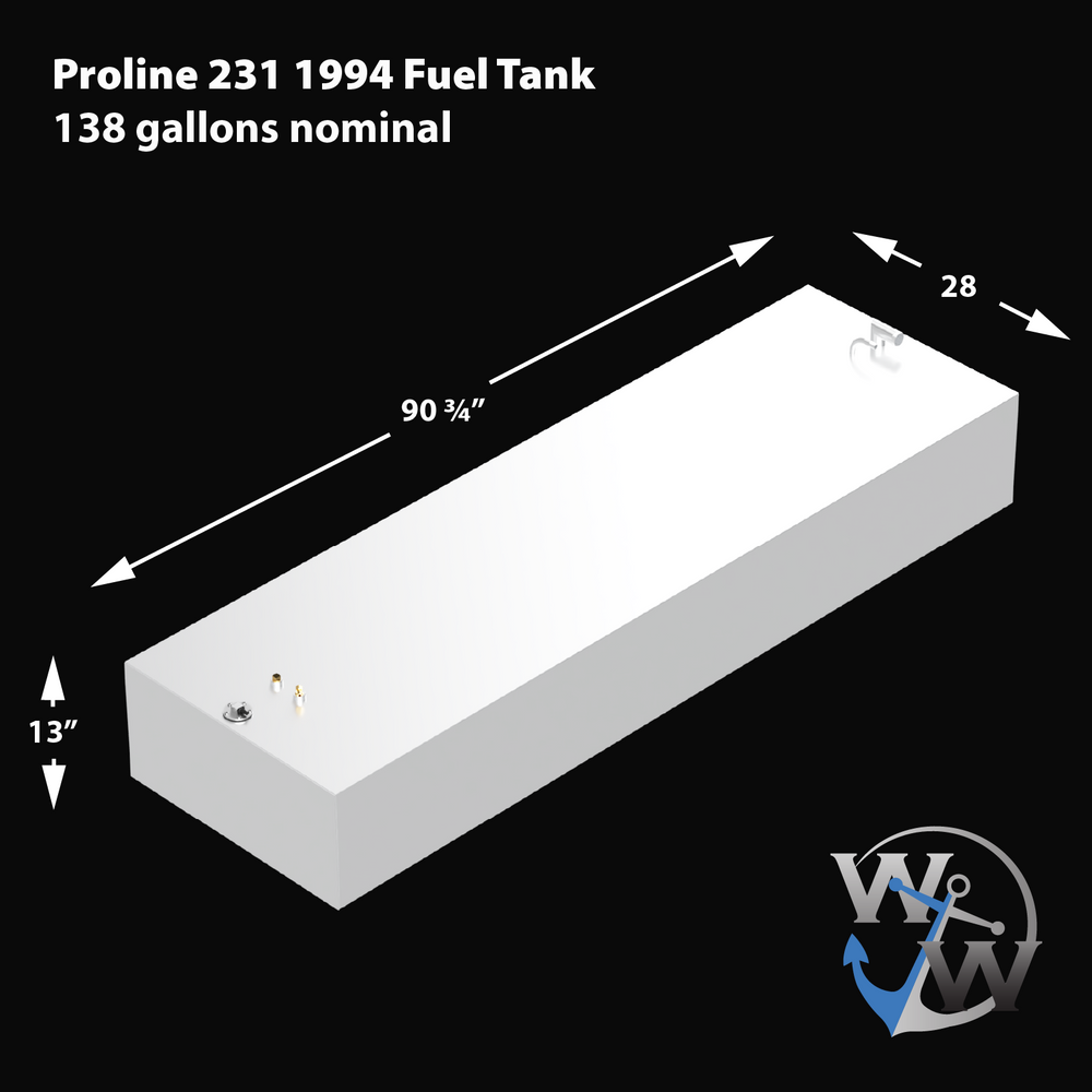 1994 Proline 231 with a 138-gallon Built to OEM Specs fuel tank, designed for offshore fishing and recreational cruising with reliable and durable fuel storage