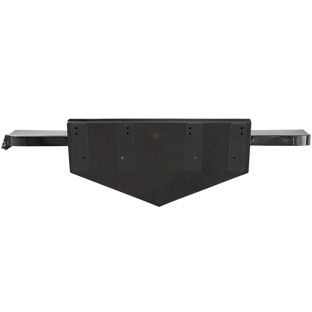 Proline 29' 2000 Cuddy Cabin High Flotation Twin Engine Bracket, featuring a sturdy black metal construction with a triangular design and side mounting arms, displayed against a transparent background