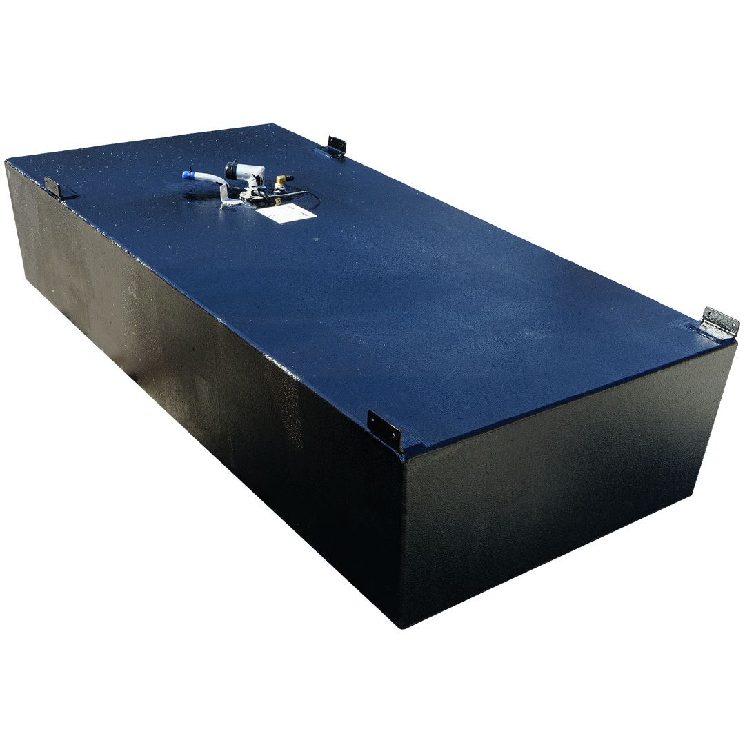 OEM replacement fuel tank for a Robalo 24' boat, model year 1999, with a capacity of 120 gallons. The tank features a fill neck and instructions attached to the top