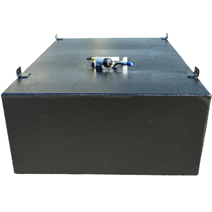 OEM replacement fuel tank for a Robalo 24' boat, model year 1999, with a capacity of 120 gallons. The tank features multiple fittings and a label on the top surface