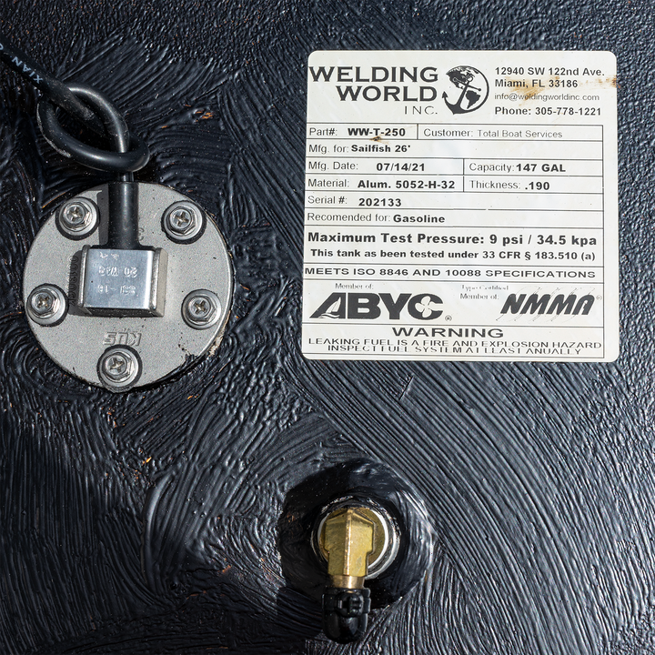 Sailfish 26' 2006 - 147 gal. OEM replacement belly fuel tank - Welding World, Inc.