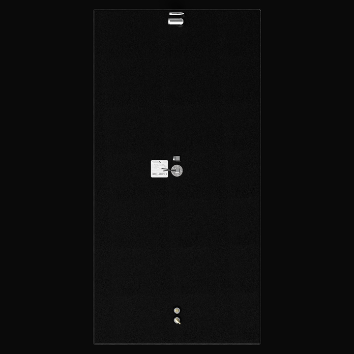 A full top-down aerial layout view of a single black tank, detailing the clean component configuration for a Scout 245 OEM replacement marine fuel tank. This bird's-eye perspective highlights the symmetrical rectangular geometry of the tank, masterfully constructed from heavy-gauge marine-grade 5052-H32 aluminum and finished in a durable, protective black TarGard epoxy coating. The blueprint-style layout showcases the precise linear placement of top-deck hardware, including a forward fuel fill pipe and vent