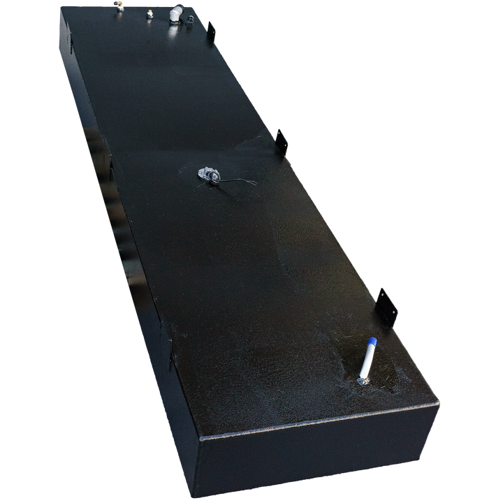 OEM replacement fuel tank for a 1978 SeaCraft 20-foot boat, featuring a sleek black design with multiple fittings on top