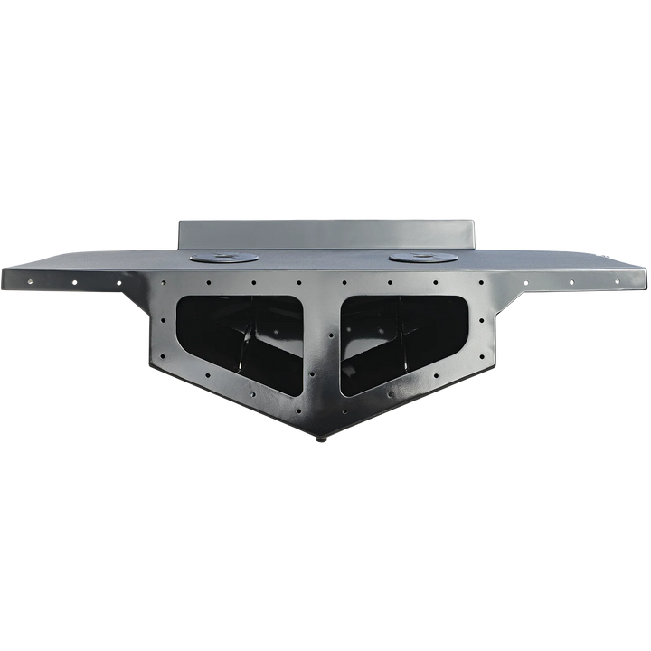 Seacraft 23' 1974 High Flotation Twin Engine Bracket, featuring a sleek silver design with two circular mounting plates and a distinctive V-shaped cutout, set against a transparent background
