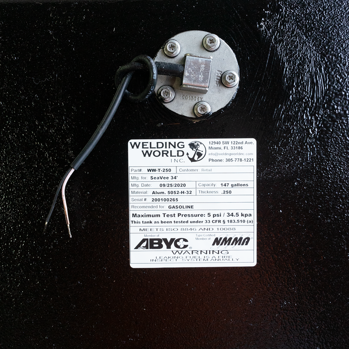 SeaVee 29 Singler Diesel Port / STBD Fuel Tank 95 gal - Welding World, Inc.