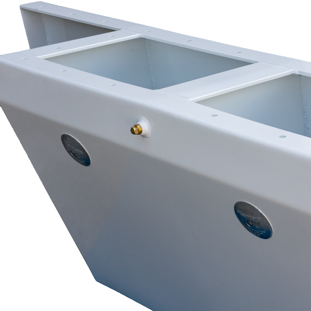 Standard Apex Mk. II Twin Engine Bracket with a -16° transom angle, featuring a white finish and two compartments, designed for marine applications